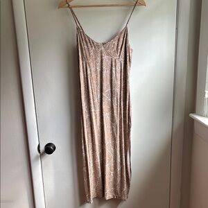 Roxy Tan and White Midi Dress